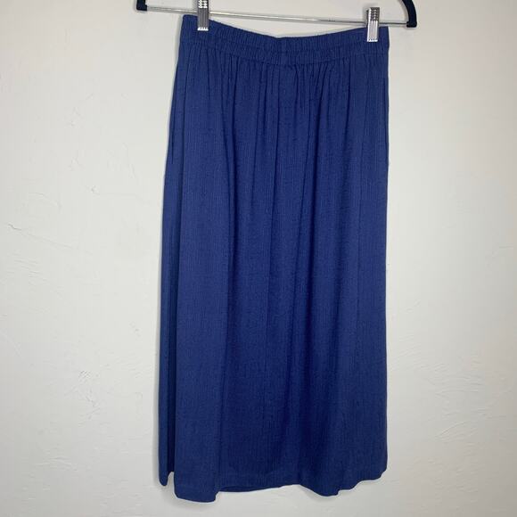 Vintage Blue Skirt Top Matching Set Vintage Rayon Flax Small - Picture 11 of 12